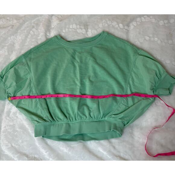 Anthropologie Pilcro Cropped Batwing Sweatshirt Mint Green Retro Style Top Med - Picture 10 of 12